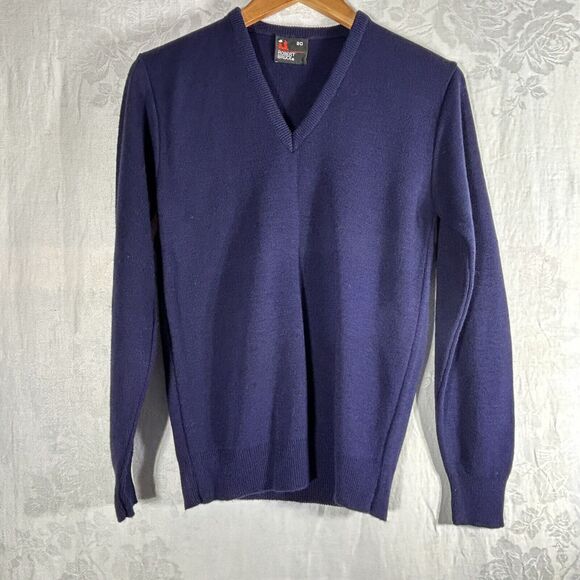 Vintage Sweater Small 20 Navy Blue Orlon Acrylic Union Made In USA Robert Bruce - Picture 1 of 11